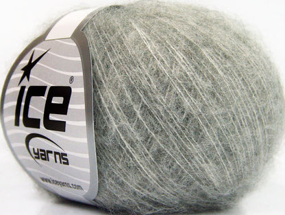 Lot of 10 Skeins ICE SUPERKID MOHAIR COMFORT (41% SuperKid Mohair 5% Merino Wool) Yarn Light Grey
