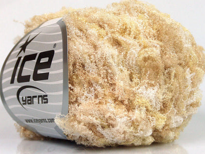 Lot of 8 Skeins Ice Yarns SALE EYELASH Hand Knitting Yarn Beige White