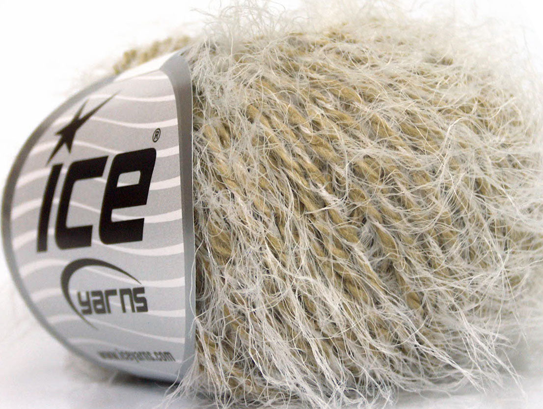 Lot of 8 Skeins Ice Yarns SALE MOHAIR-WOOL BLEND (25% Wool) Yarn Beige White