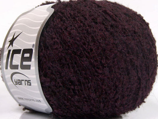 Lot of 8 Skeins Ice Yarns ALPACA BOUCLE FINE (25% Alpaca 25% Wool) Yarn Dark Maroon