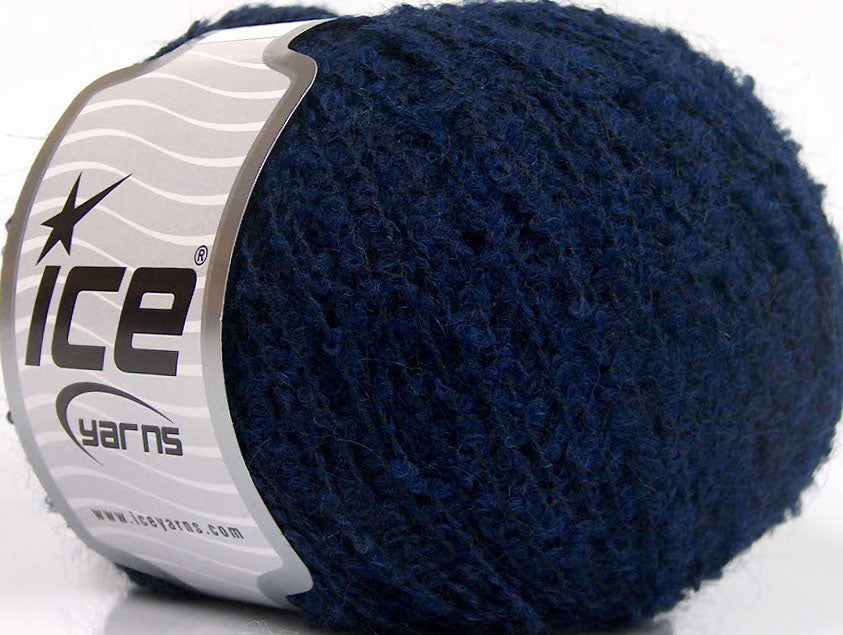 Lot of 8 Skeins Ice Yarns ALPACA BOUCLE FINE (25% Alpaca 25% Wool) Yarn Dark Blue