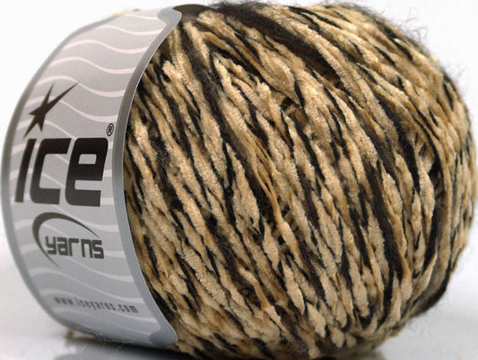 Lot of 8 Skeins Ice Yarns CHENILLE WOOL FLAMME (15% Wool) Yarn Cafe Latte Dark Brown Black