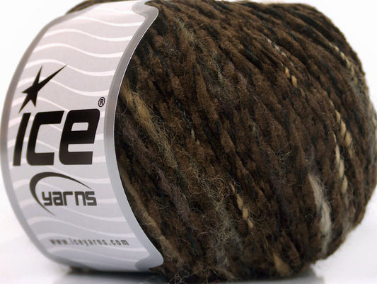 Lot of 8 Skeins Ice Yarns CHENILLE WOOL FLAMME (15% Wool) Yarn Dark Brown Black