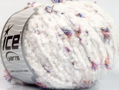 Lot of 8 Skeins ICE SALE EYELASH BLEND (20% Viscose) Yarn White Blue Pink