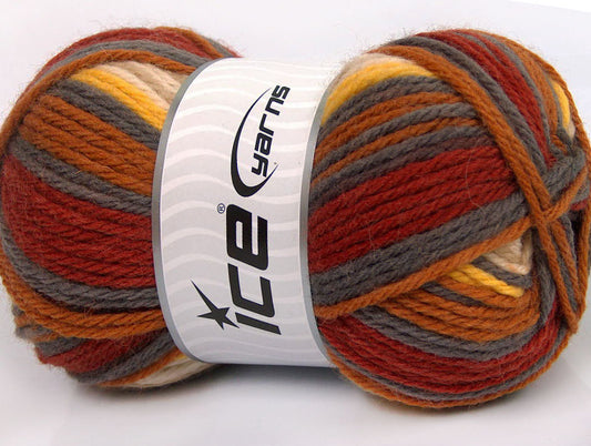 Lot of 4 x 100gr Skeins Ice Yarns SALE WINTER (75% Superwash Wool) Yarn Copper Grey Cream Yellow