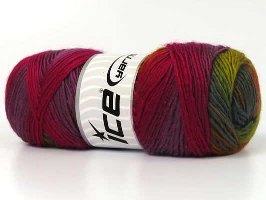 Lot of 4 x 100gr Skeins Ice Yarns RAINBOW Yarn Purple Burgundy Copper Green Gold Turquoise