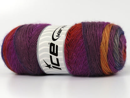 Lot of 4 x 100gr Skeins Ice Yarns RAINBOW Yarn Red Navy Purple Copper Salmon