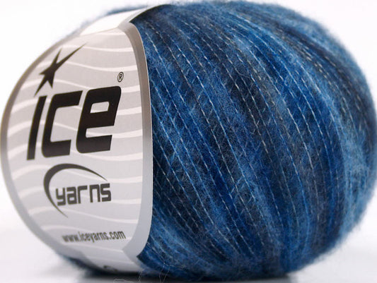 Lot of 10 Skeins ICE WOOL COMFORT SUPERFINE (34% Wool) Yarn Blue Shades