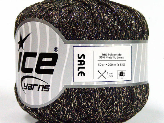 Lot of 6 Skeins Ice Yarns SALE METALLIC Hand Knitting Yarn Black Gold