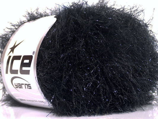 Lot of 8 Skeins ICE SALE EYELASH Hand Knitting Yarn Black