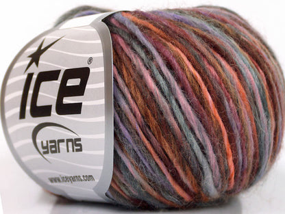 Lot of 8 Skeins ICE MAGIC WOOL WORSTED (65% Wool) Yarn Copper Lilac Salmon Brown