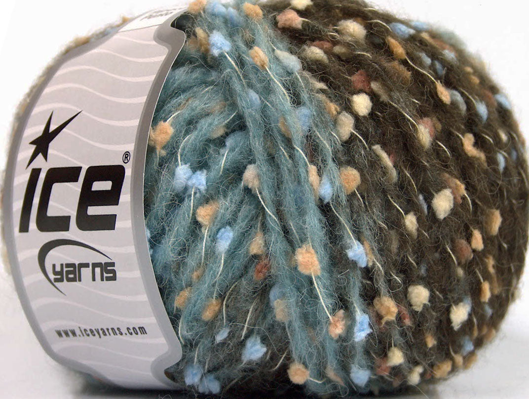 Lot of 6 Skeins Ice Yarns ALPACA PUNTO (20% Alpaca 20% Superwash Extrafine Merino Wool) Yarn Light Blue Brown Shades