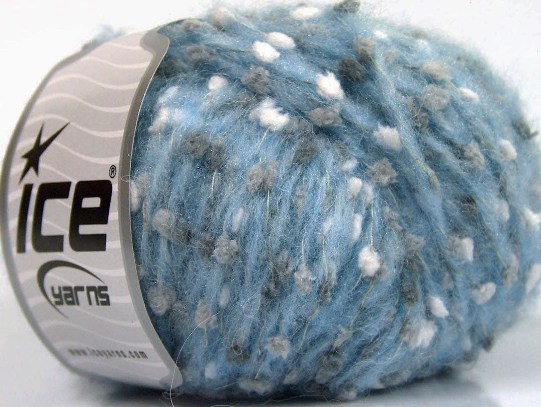 Lot of 6 Skeins Ice Yarns ALPACA PUNTO (20% Alpaca 20% Superwash Extrafine Merino Wool) Yarn Light Blue Grey White