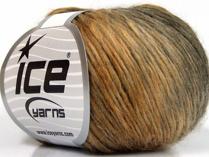 Lot of 8 Skeins ICE WOOL CORD LIGHT (50% Wool) Hand Knitting Yarn Brown Shades