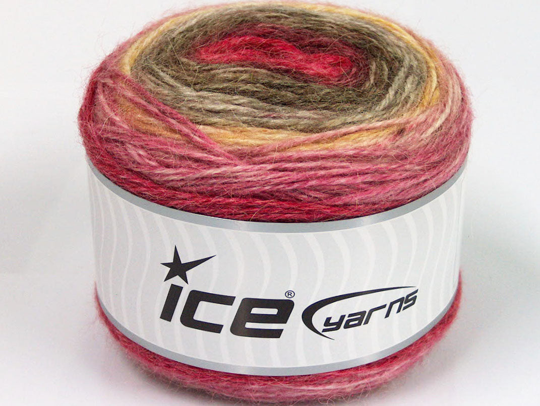 Lot of 3 x 100gr Skeins Ice Yarns CAKES ALPACA (25% Alpaca 25% Wool) Yarn Pink Gold Brown Shades Burgundy
