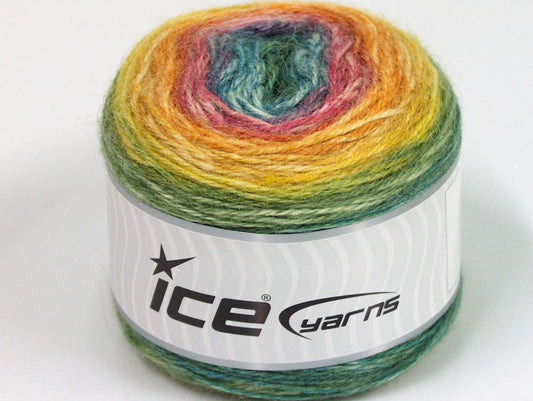 Lot of 3 x 100gr Skeins Ice Yarns CAKES ALPACA (25% Alpaca 25% Wool) Yarn Green Yellow Orange Pink Blue