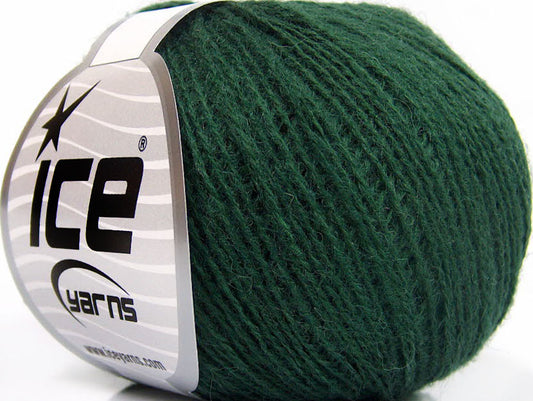 Lot of 8 Skeins ICE WOOL FINE (50% Wool) Hand Knitting Yarn Dark Green