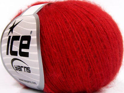 Lot of 8 Skeins ICE MOHAIR FINE (30% Mohair 20% Wool) Hand Knitting Yarn Red