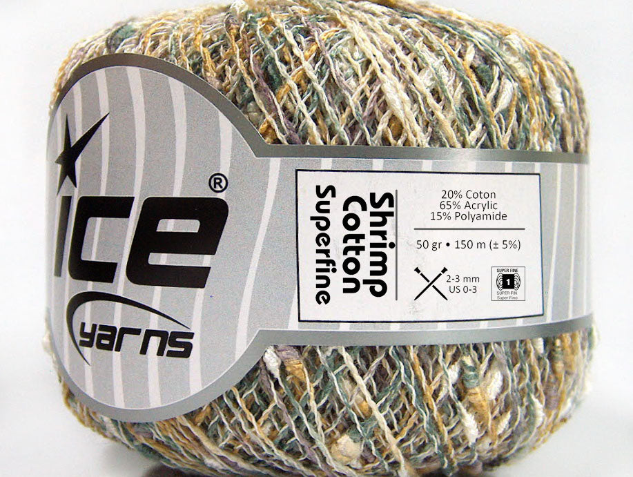 Lot of 6 Skeins Ice Yarns SHRIMP COTTON SUPERFINE (20% Cotton) Yarn Grey Brown Cream White