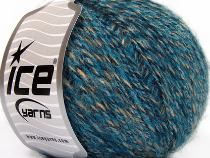 Lot of 8 Skeins ICE SALE WINTER (50% Wool) Yarn Turquoise Light Camel Navy