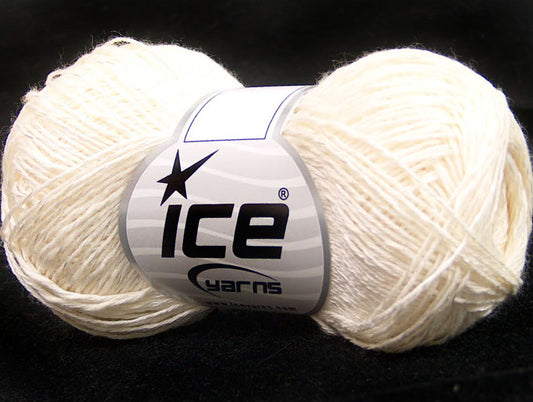 Lot of 8 Skeins ICE CANARIO (40% Cotton 20% Viscose) Hand Knitting Yarn Cream