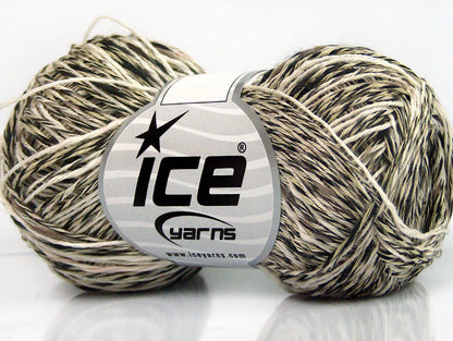 Lot of 8 Skeins Ice Yarns CANARIO (40% Cotton 20% Viscose) Yarn Cream Black