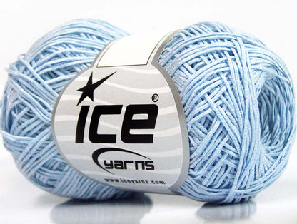Lot of 8 Skeins ICE URBAN COTTON LUX (60% Cotton 28% Viscose) Yarn Light Blue