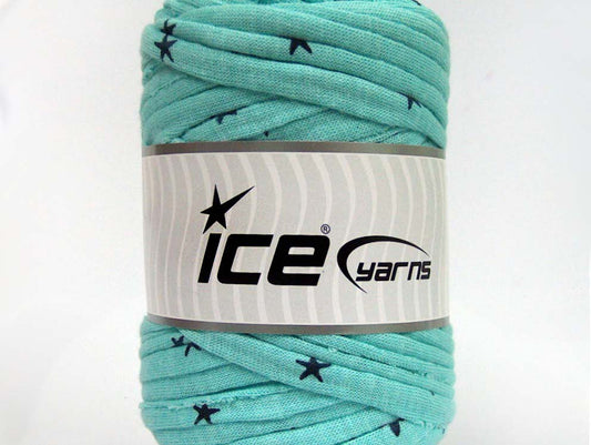 250 gr ICE YARNS UPCYCLED FABRIC 250 (95% Cotton 5% Elastan) Yarn Mint Green Navy