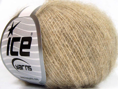 Lot of 10 Skeins ICE KID MOHAIR FINE (30% Kid Mohair) Hand Knitting Yarn Camel