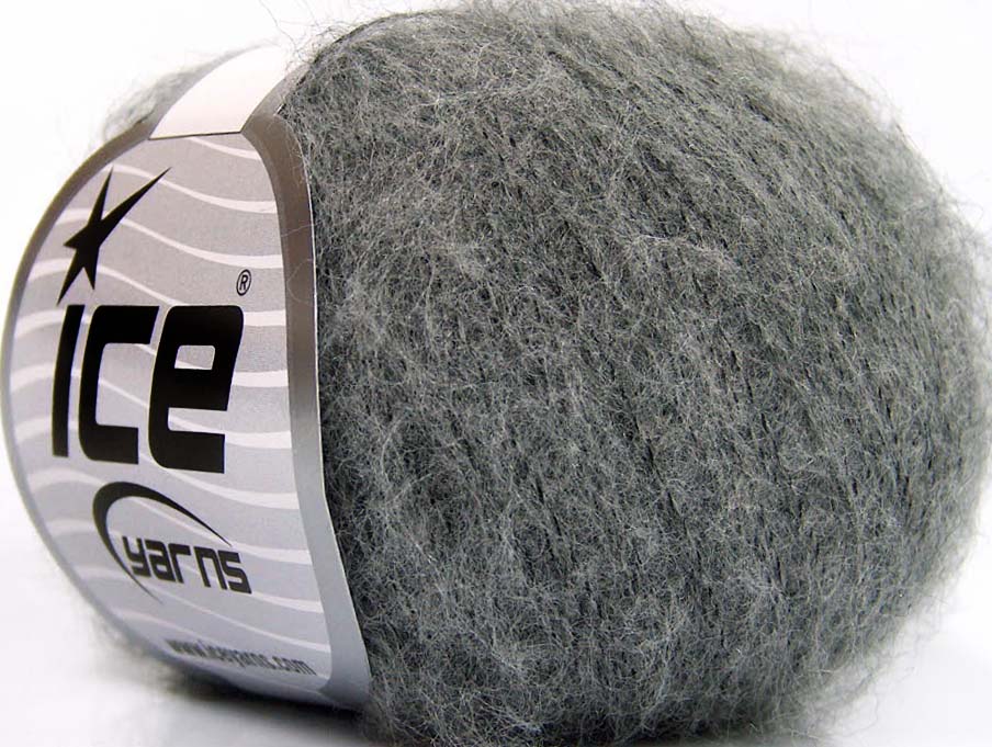 Lot of 10 Skeins Ice Yarns KID MOHAIR FINE (30% Kid Mohair) Yarn Light Grey