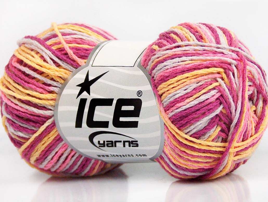 Lot of 8 Skeins Ice Yarns SALE SELF-STRIPING Yarn Pink Light Grey Gold Fuchsia