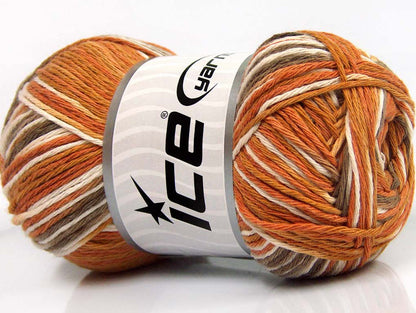 Lot of 4 x 100gr Skeins Ice Yarns NATURAL COTTON COLOR (100% Cotton) Yarn Gold Cream Brown