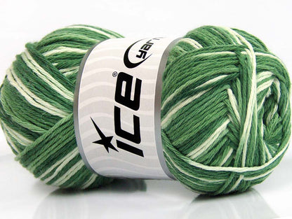 Lot of 4 x 100gr Skeins Ice Yarns NATURAL COTTON COLOR (100% Cotton) Yarn Green Shades