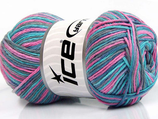 Lot of 4 x 100gr Skeins Ice Yarns NATURAL COTTON COLOR (100% Cotton) Yarn Turquoise Teal Pink
