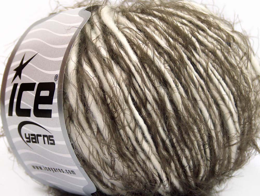 Lot of 8 Skeins Ice Yarns SALE EYELASH BLEND (30% Wool) Yarn White Brown