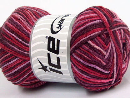 Lot of 4 x 100gr Skeins Ice Yarns NATURAL COTTON COLOR (100% Cotton) Yarn Maroon Pink Shades Lilac