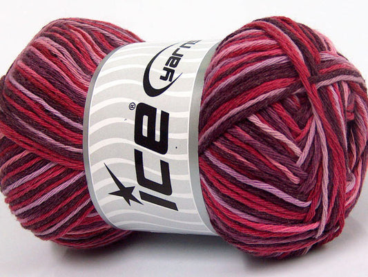 Lot of 4 x 100gr Skeins Ice Yarns NATURAL COTTON COLOR (100% Cotton) Yarn Maroon Pink Shades Lilac