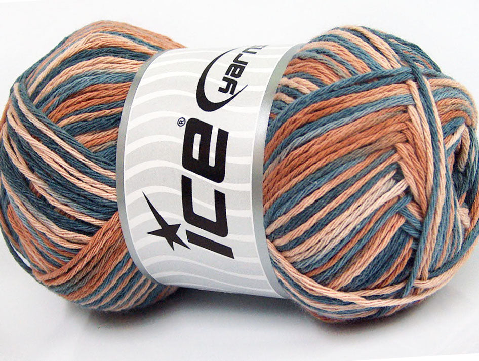 Lot of 4 x 100gr Skeins Ice Yarns NATURAL COTTON COLOR (100% Cotton) Yarn Indigo Blue Light Brown Shades