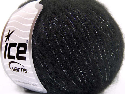 Lot of 8 Skeins Ice Yarns ROCK STAR METALLIC (25% Wool) Yarn Black
