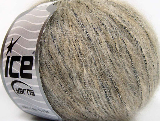 Lot of 8 Skeins Ice Yarns ROCK STAR METALLIC (25% Wool) Yarn Beige