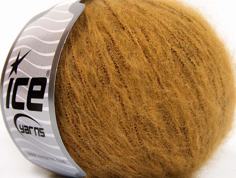 Lot of 8 Skeins Ice Yarns ROCK STAR METALLIC (25% Wool) Yarn Cafe Latte