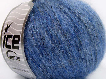 Lot of 8 Skeins Ice Yarns ROCK STAR METALLIC (25% Wool) Yarn Jeans Blue
