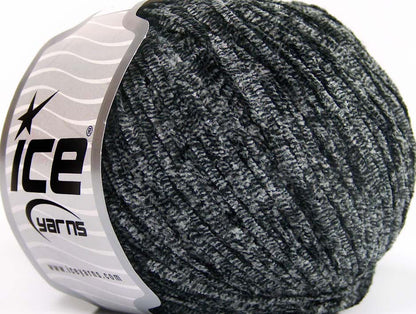 Lot of 8 Skeins Ice Yarns SALE CHENILLE (100% MicroFiber) Yarn Black Grey White