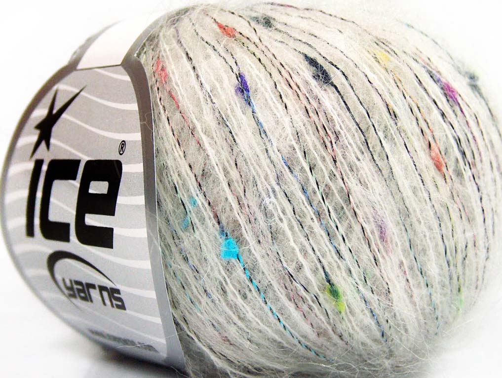 Lot of 10 Skeins Ice Yarns SALE MOHAIR-WOOL BLEND (25% Mohair) Yarn Ecru Purple Orange Turquoise Green