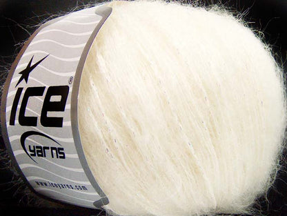 Lot of 8 Skeins Ice Yarns SALE MOHAIR-WOOL BLEND (15% Mohair 40% Viscose) Yarn Cream