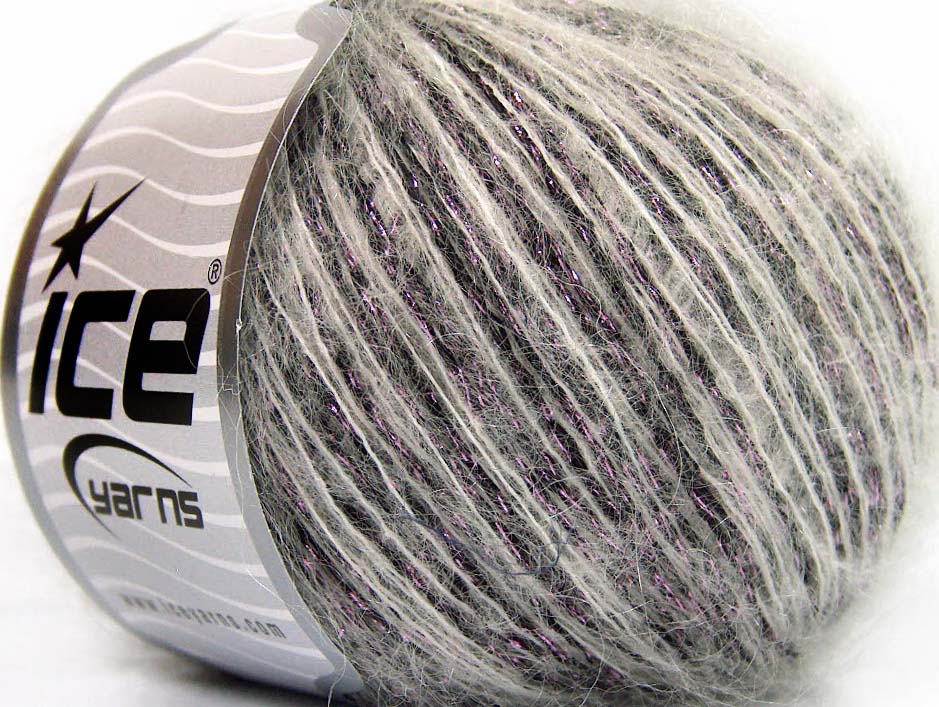Lot of 8 Skeins Ice Yarns SALE MOHAIR-WOOL BLEND (15% Mohair 40% Viscose) Yarn White Black Pink