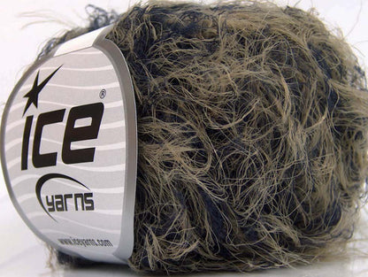 Lot of 8 Skeins Ice Yarns SALE EYELASH Hand Knitting Yarn Camel Navy