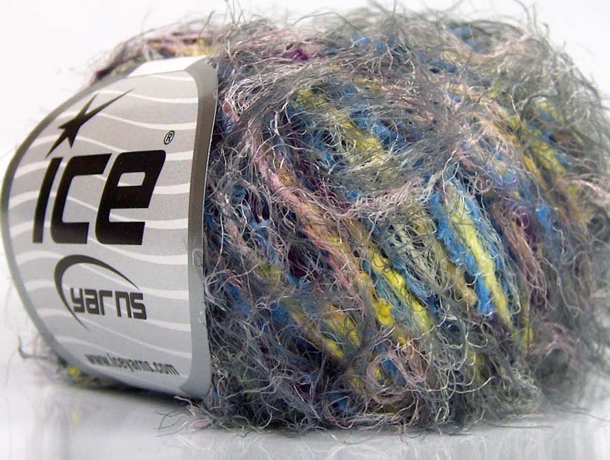 Lot of 8 Skeins ICE TECHNO PUFFY Yarn Grey Salmon Light Green Blue