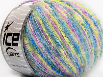 Lot of 8 Skeins Ice Yarns SALE MOHAIR-WOOL BLEND (20% Mohair) Yarn White Blue Pink Light Green
