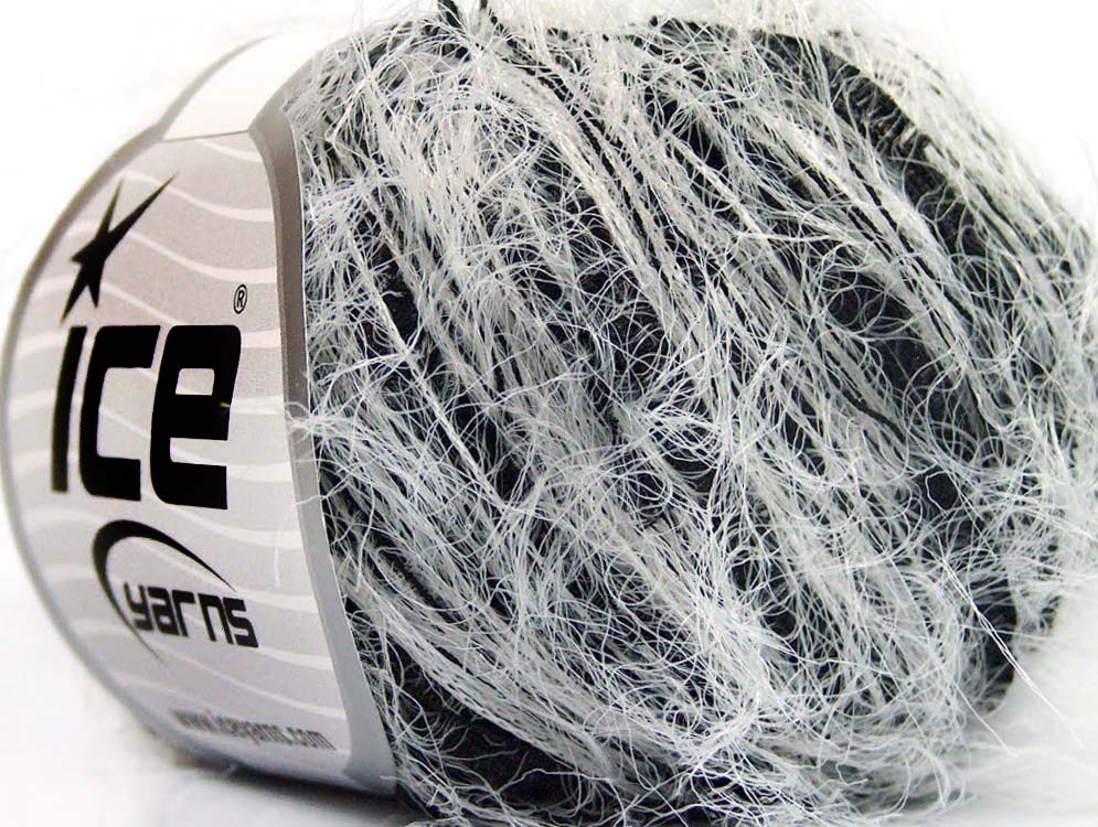 Lot of 8 Skeins Ice Yarns SALE EYELASH BLEND Hand Knitting Yarn White Black